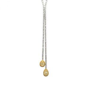 Golden Dewdrop 18K Yellow Gold Diamond Lariat Necklace
